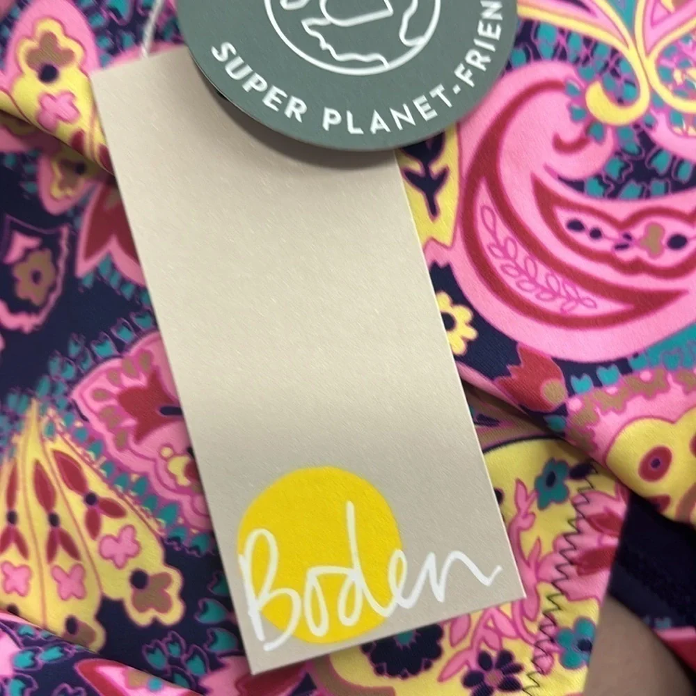 Boden Scoop Tie Back pink paradise paisley Swimsuit NWT